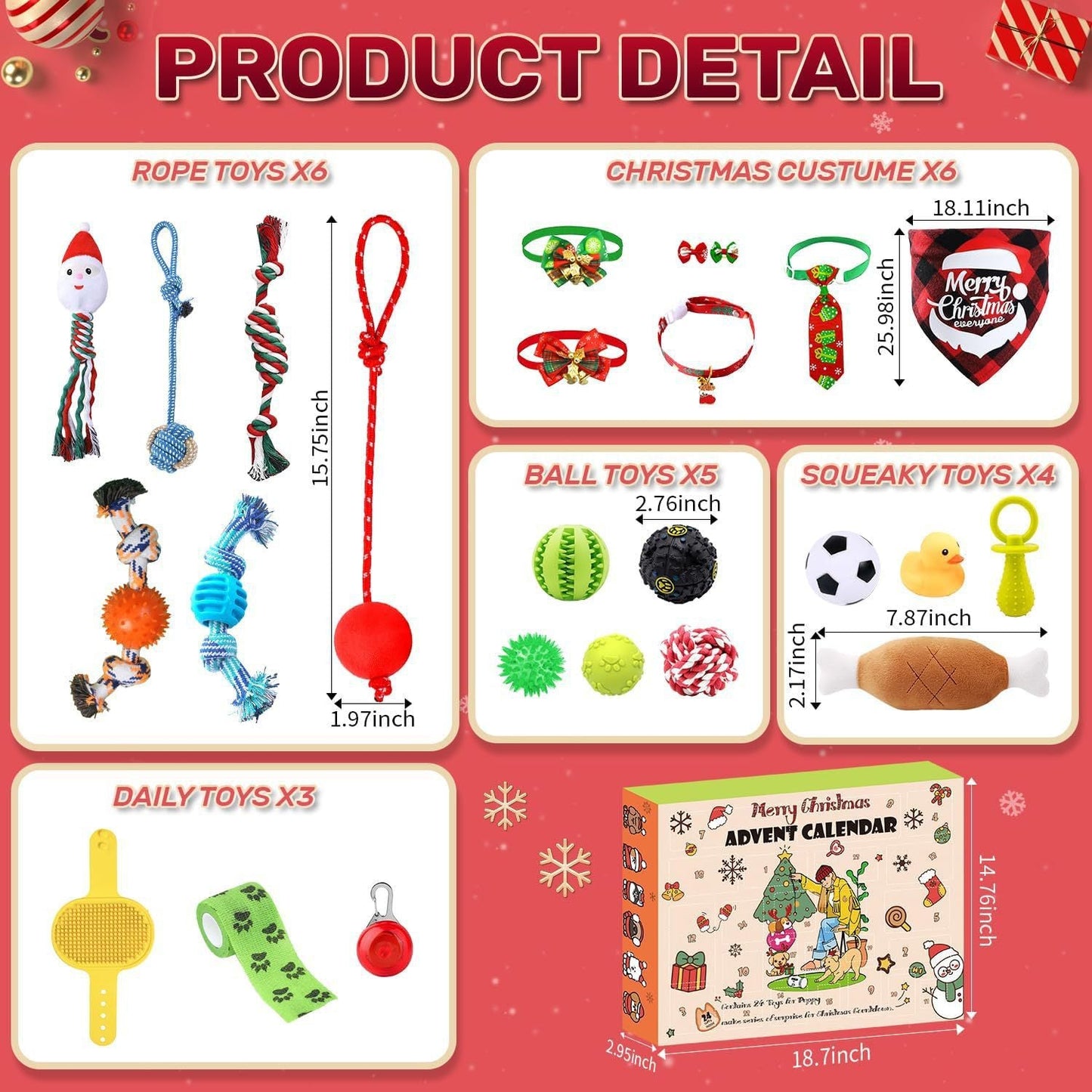 🎄Last 48 hours 50% OFF🎁2024 Christmas Countdown Cat&Dog Toys Advent Calendar🐾🥳
