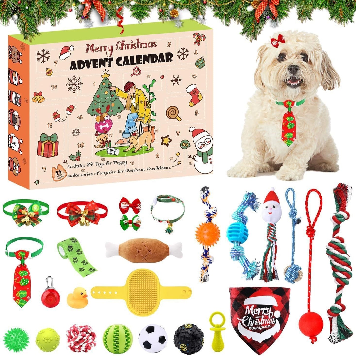 🎄Last 48 hours 50% OFF🎁2024 Christmas Countdown Cat&Dog Toys Advent Calendar🐾🥳