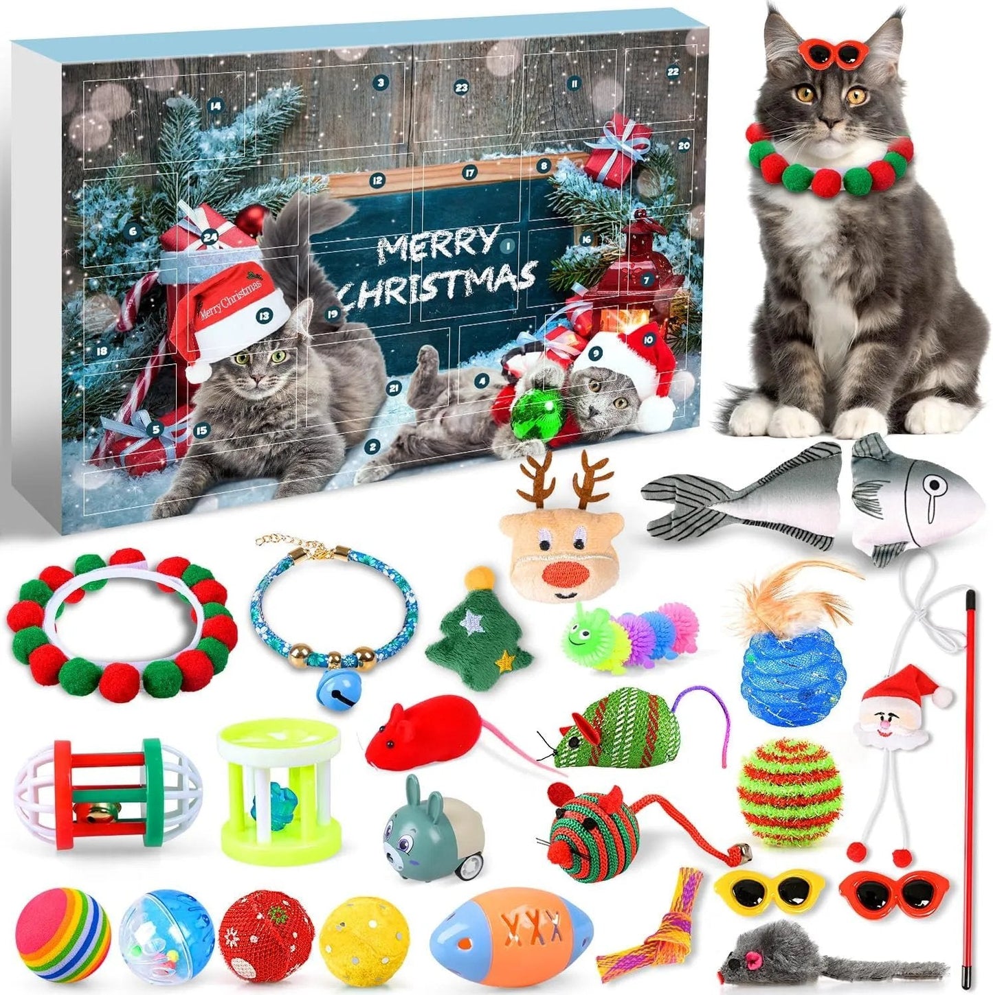 🎄Last 48 hours 50% OFF🎁2024 Christmas Countdown Cat&Dog Toys Advent Calendar🐾🥳