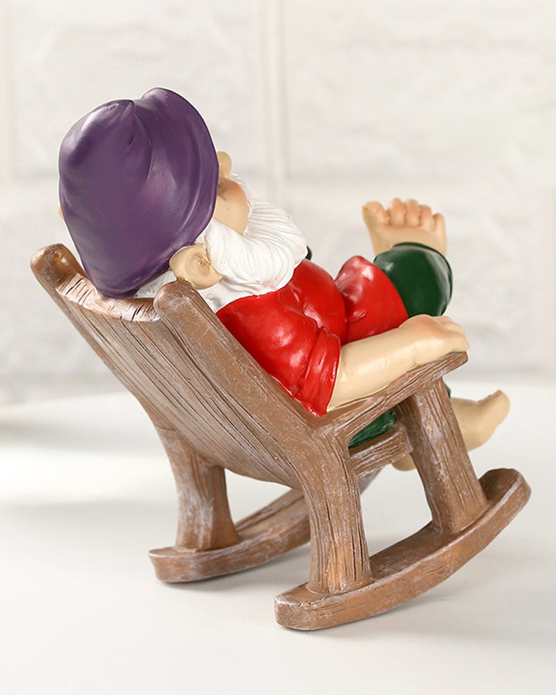 Garden Gnome Drinking In A Rocking Chair