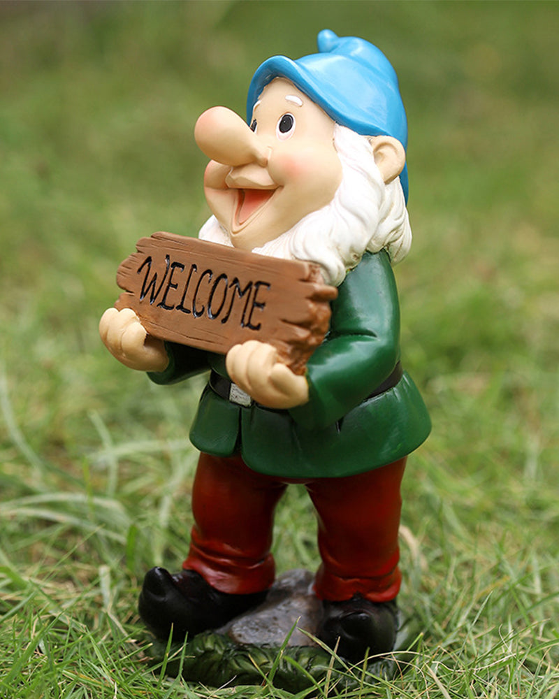 Garden Gnome Statue gnome welcome sign