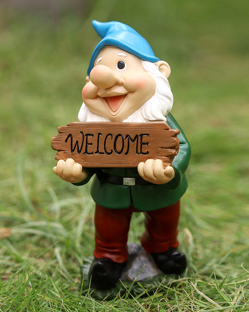 Garden Gnome Statue gnome welcome sign