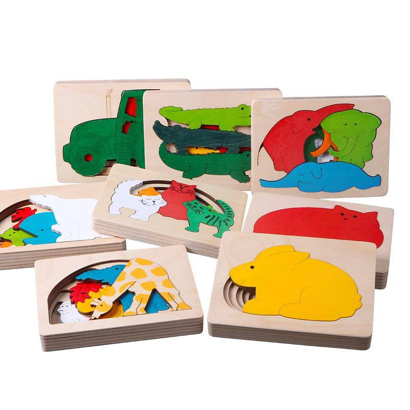 3D Multi-layer Wooden Animal Puzzle Toy