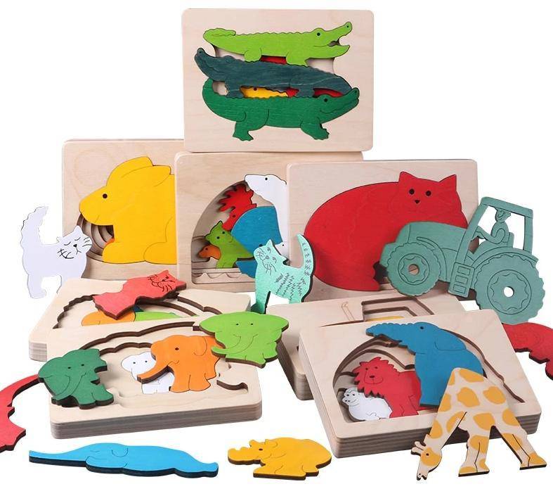 3D Multi-layer Wooden Animal Puzzle Toy