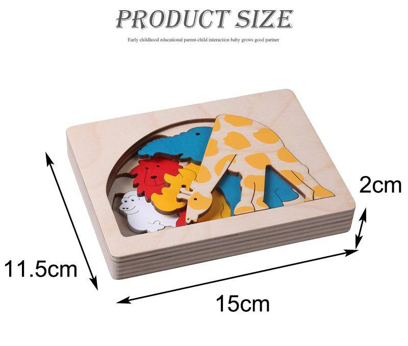 3D Multi-layer Wooden Animal Puzzle Toy