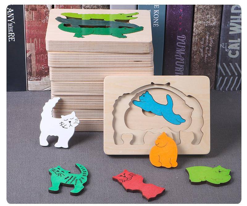 3D Multi-layer Wooden Animal Puzzle Toy