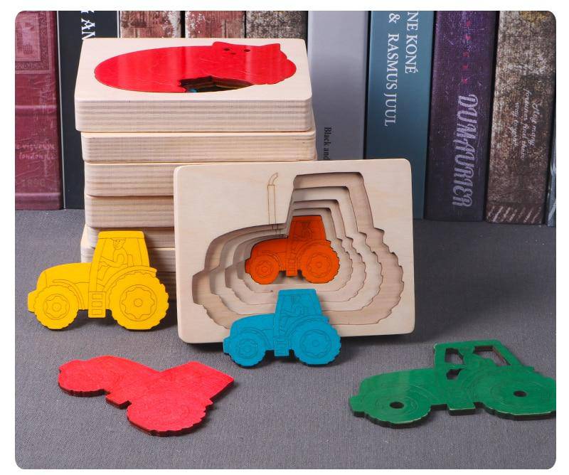 3D Multi-layer Wooden Animal Puzzle Toy