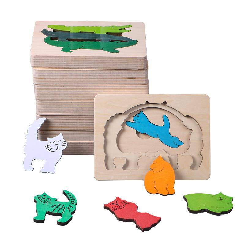 3D Multi-layer Wooden Animal Puzzle Toy