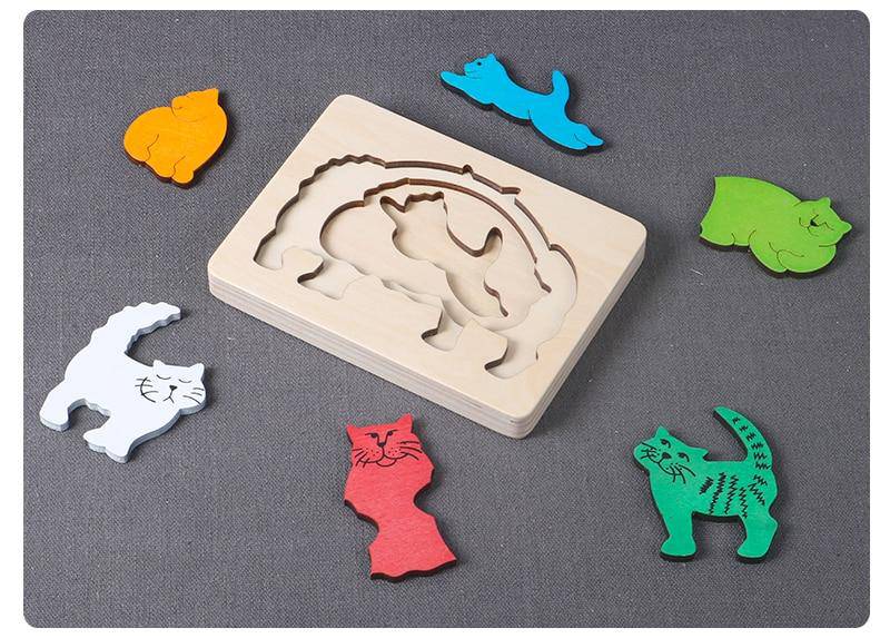 3D Multi-layer Wooden Animal Puzzle Toy