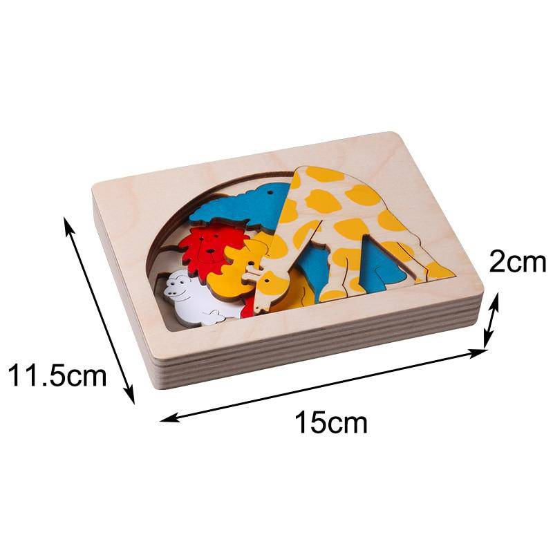 3D Multi-layer Wooden Animal Puzzle Toy