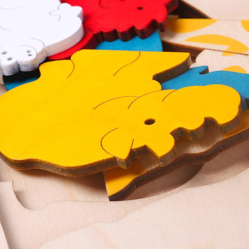 3D Multi-layer Wooden Animal Puzzle Toy