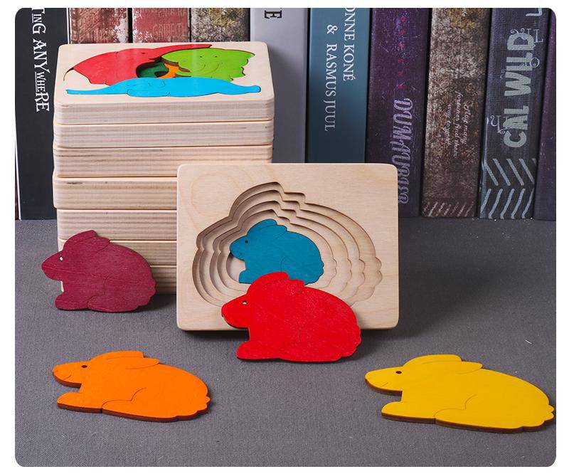 3D Multi-layer Wooden Animal Puzzle Toy
