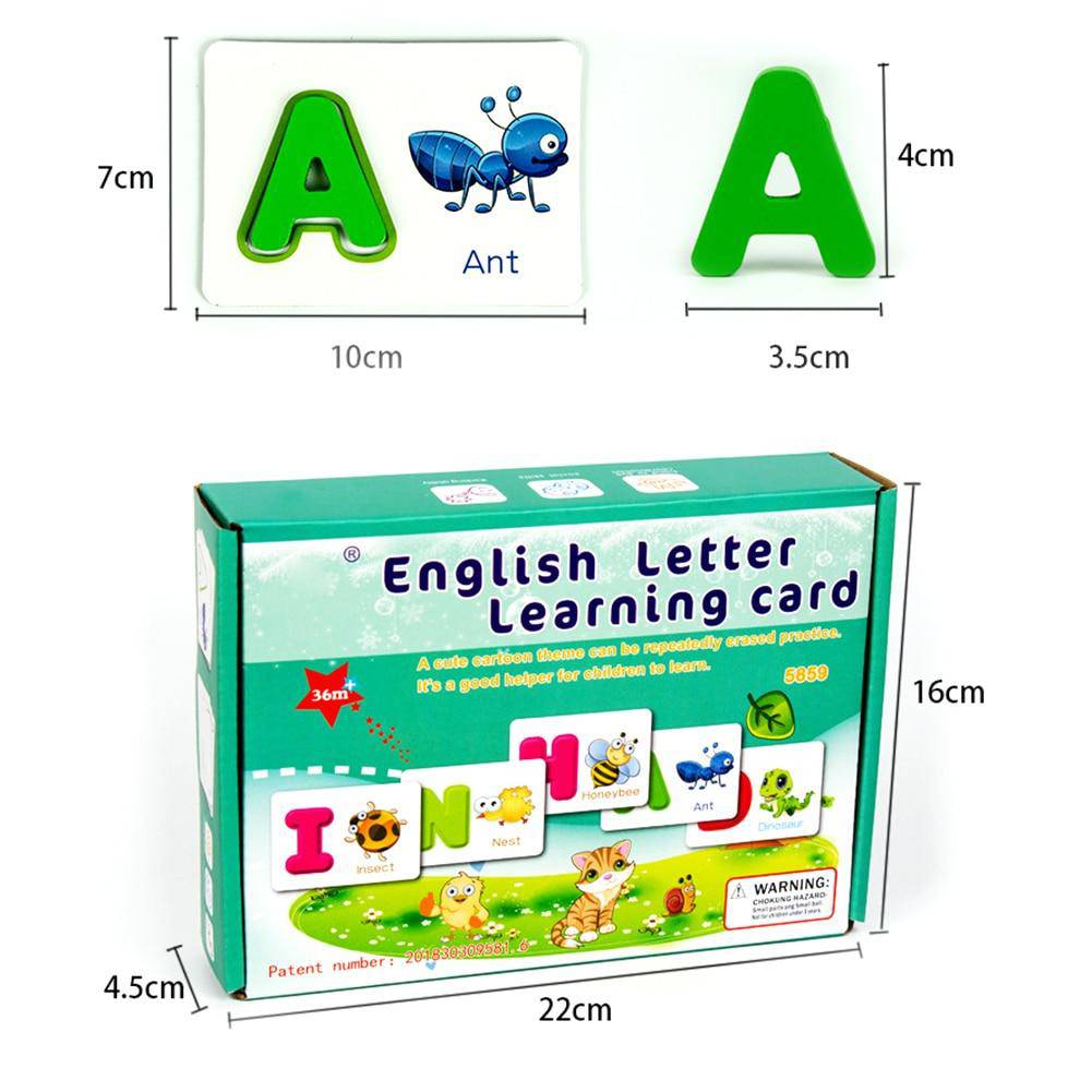 51Pcs Wooden English Alphabet Puzzle with Flash Paper Cards with Pen
