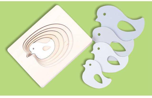 Montessori Material Wooden Children's Sensory Education Toys Cute Animal Multi-layer Puzzle Toy