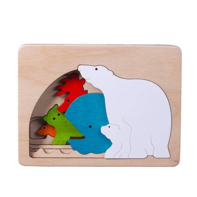3D Multi-layer Wooden Animal Puzzle Toy