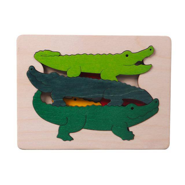 3D Multi-layer Wooden Animal Puzzle Toy