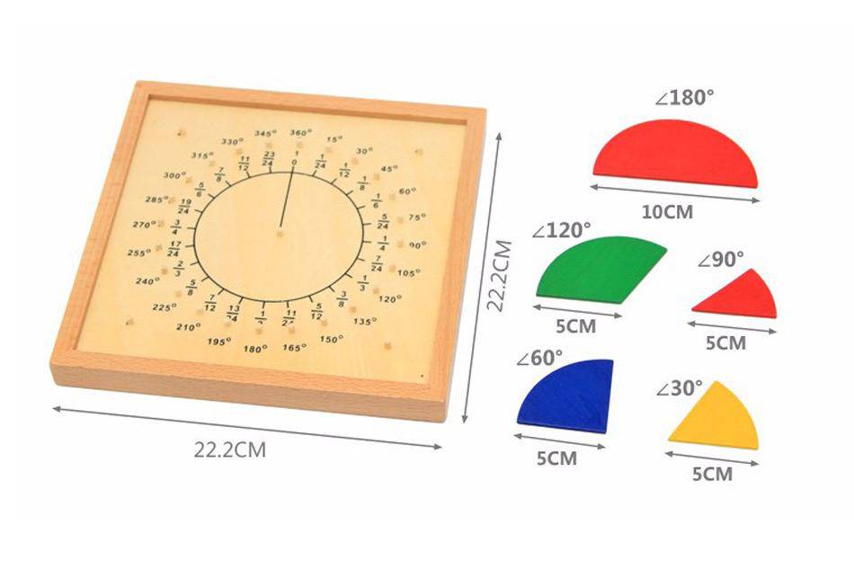 Montessori Educational Fractional Plate and Circumference Ratio Wooden Toy
