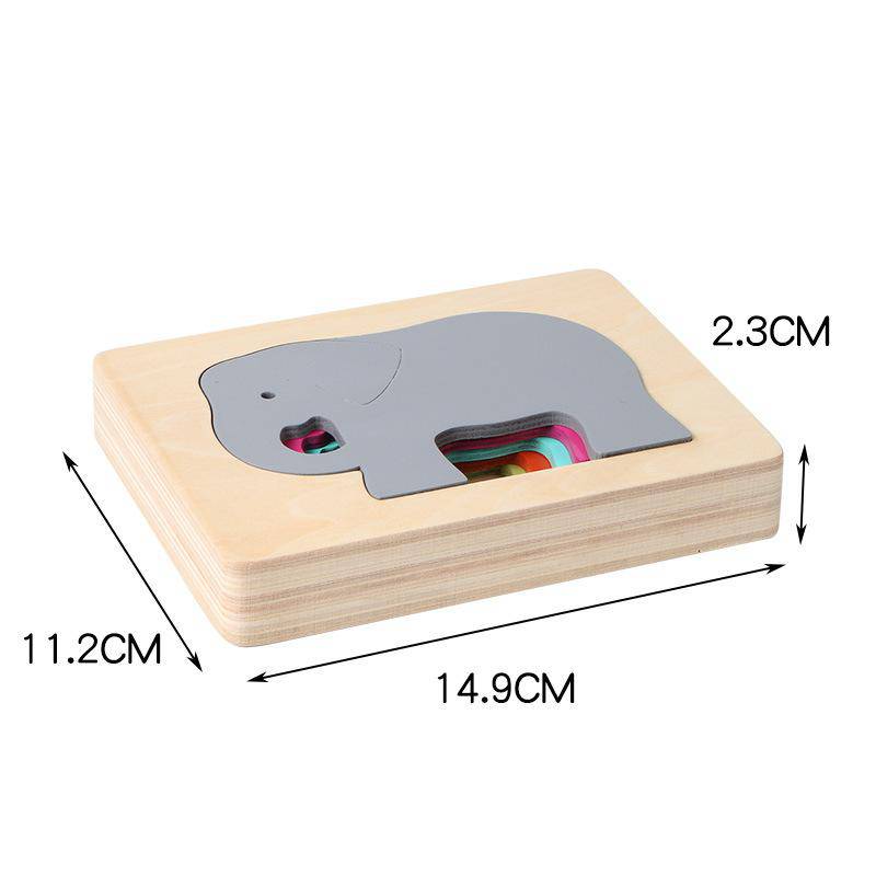 Montessori Material Wooden Children's Sensory Education Toys Cute Animal Multi-layer Puzzle Toy