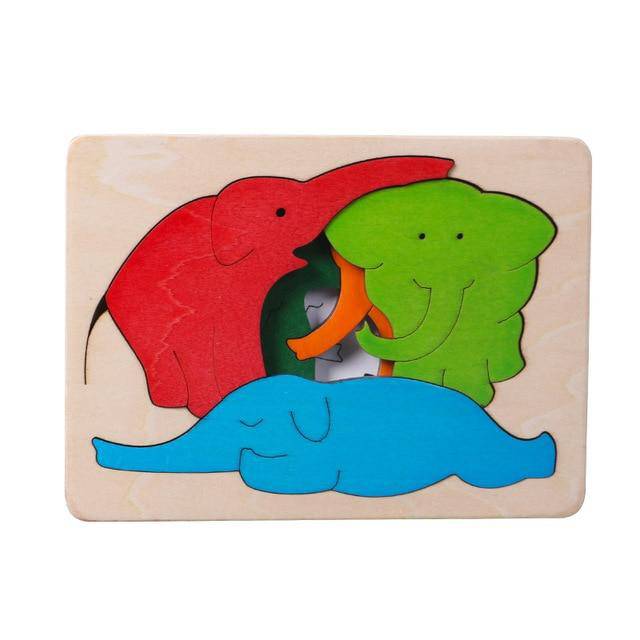 3D Multi-layer Wooden Animal Puzzle Toy