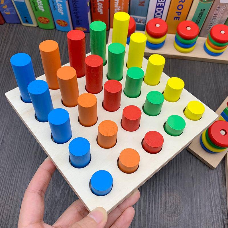 Set of 8 Wooden Montessori Educational Geometric Shape Puzzle Toys