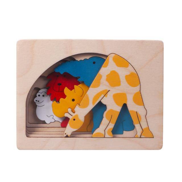3D Multi-layer Wooden Animal Puzzle Toy