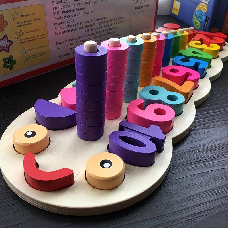 Wooden Montessori Shape Number Counting Toy