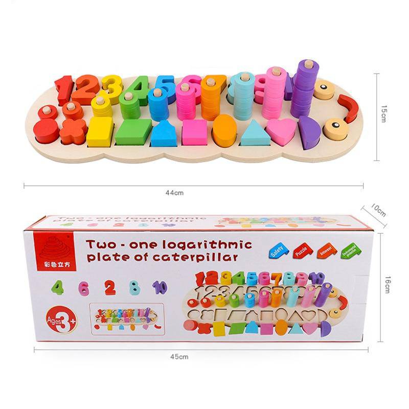 Wooden Montessori Shape Number Counting Toy