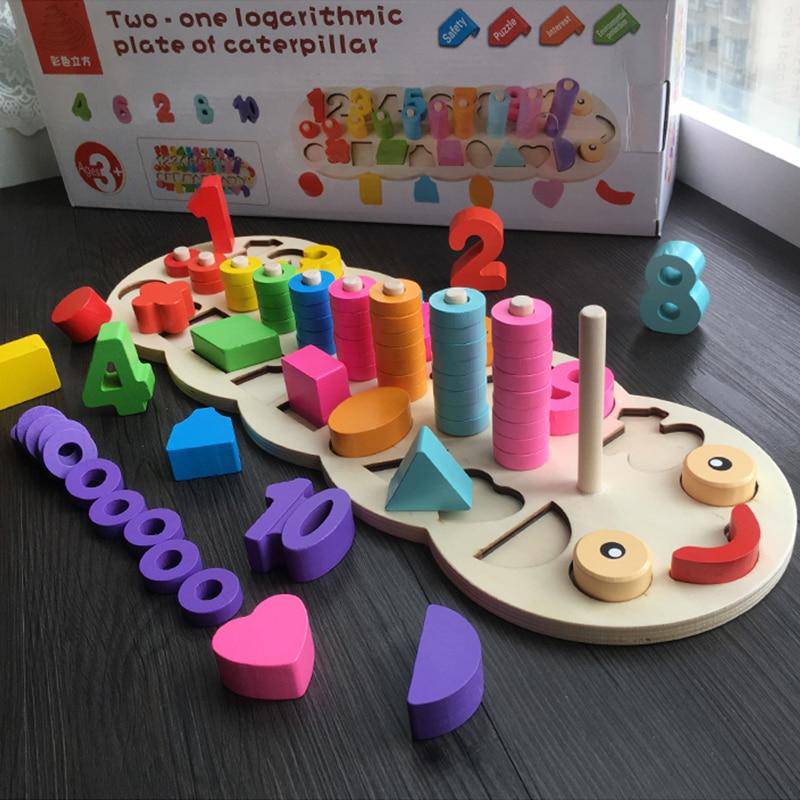 Wooden Montessori Shape Number Counting Toy