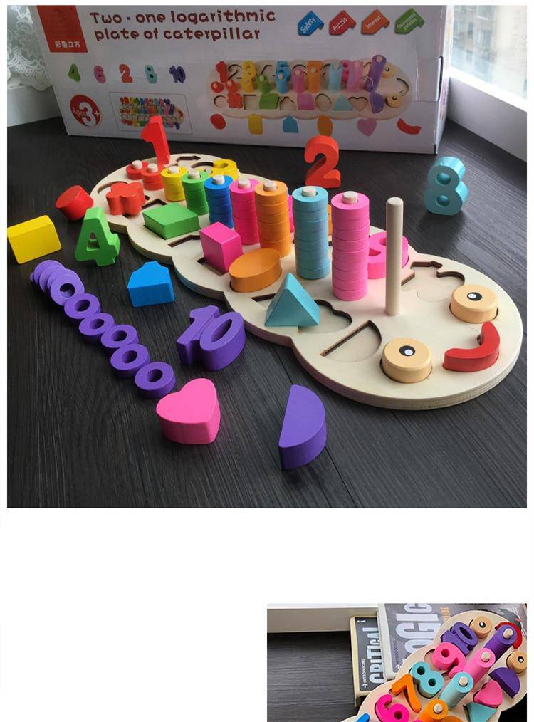 Wooden Montessori Shape Number Counting Toy
