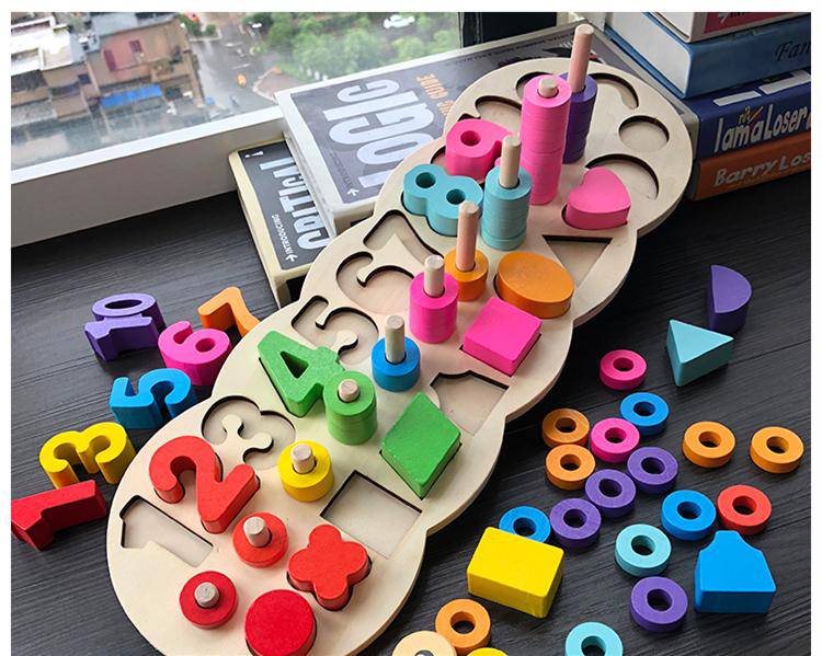 Wooden Montessori Shape Number Counting Toy