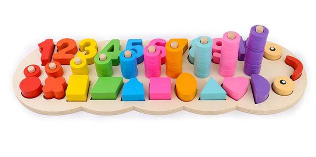 Wooden Montessori Shape Number Counting Toy