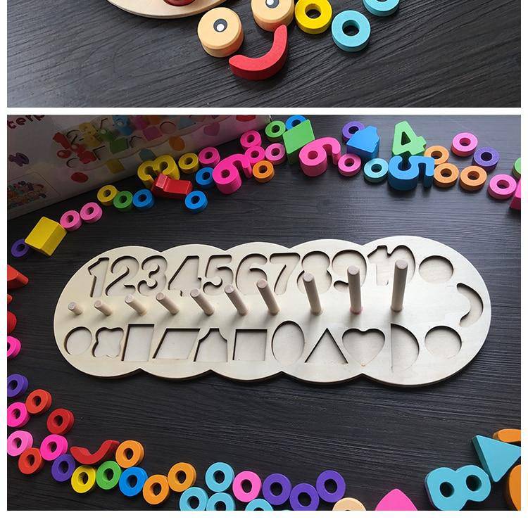 Wooden Montessori Shape Number Counting Toy