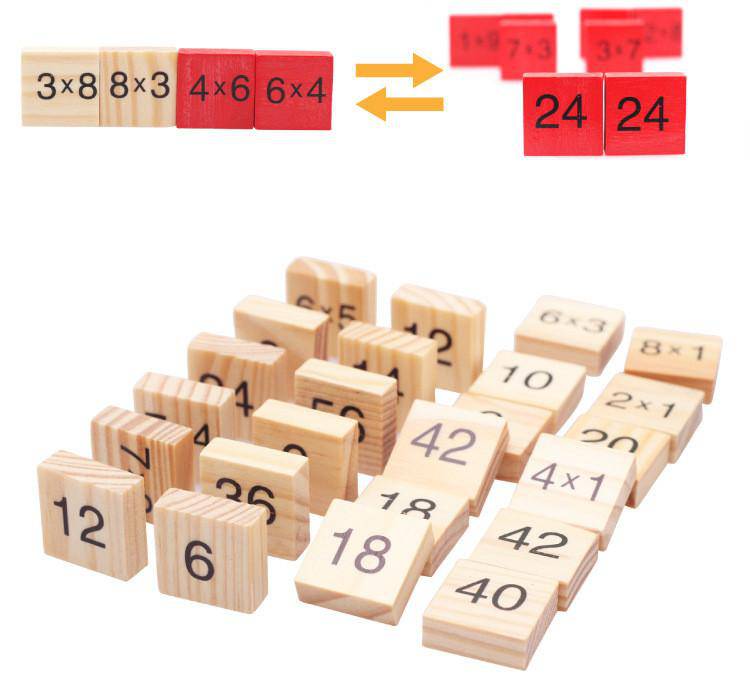Wooden Multiplication Table Stacking Board