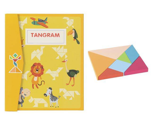 Wooden Colored Math Jigsaw Tangram Puzzle