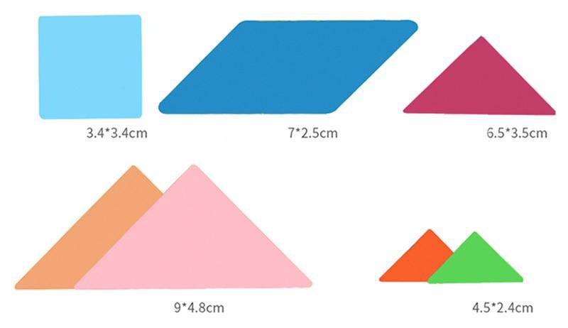 Wooden Colored Math Jigsaw Tangram Puzzle
