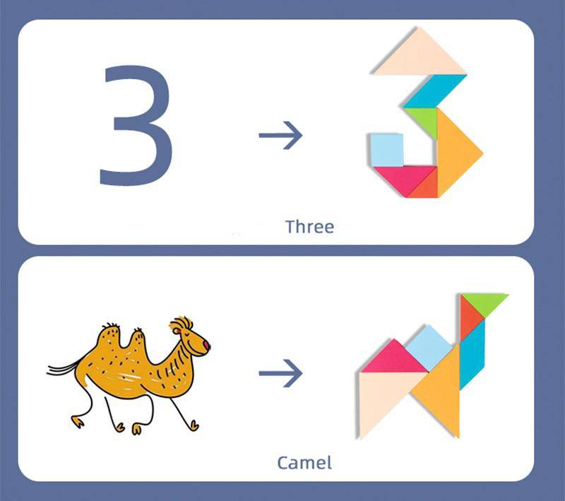 Wooden Colored Math Jigsaw Tangram Puzzle