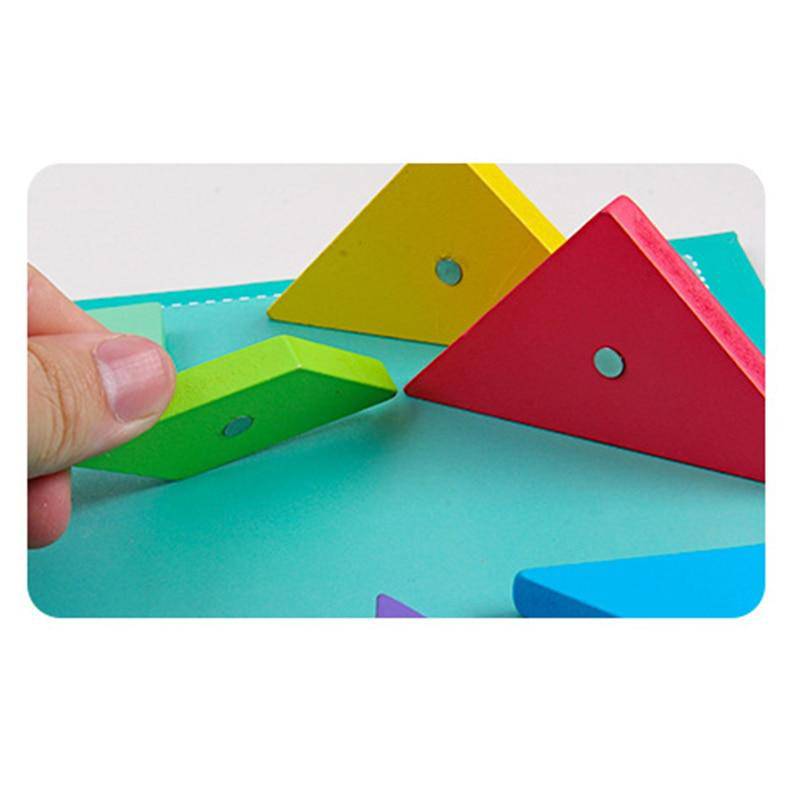 Wooden Colored Math Jigsaw Tangram Puzzle