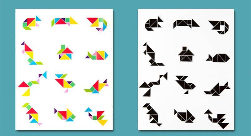 Wooden Colored Math Jigsaw Tangram Puzzle